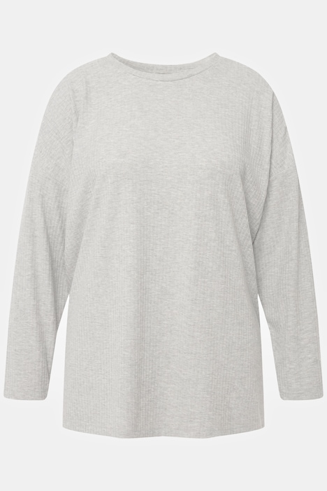 Pullover, oversized, Rippstrick, Rundhals, Langarm