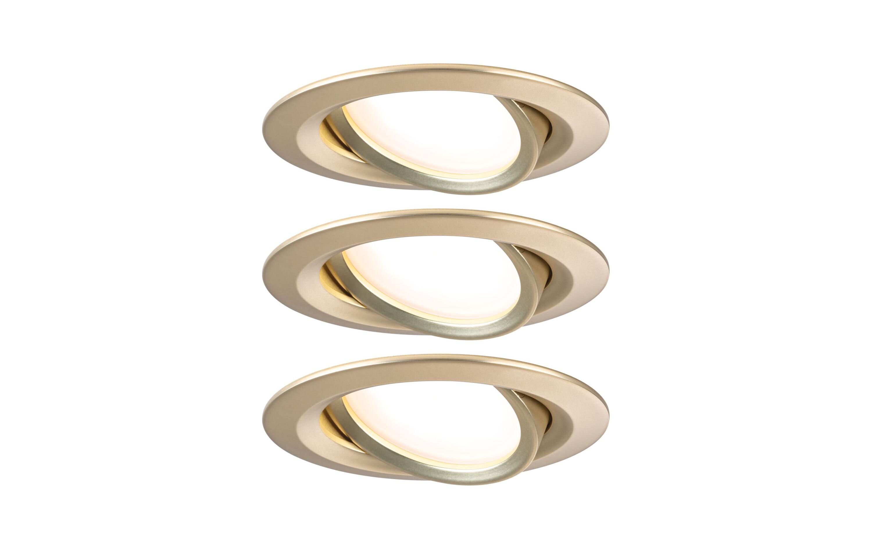 Einbauleuchte LED Nova Coin Basisset schwenkbar 3er-Set GoldDimmbare runde Einbauleuchte