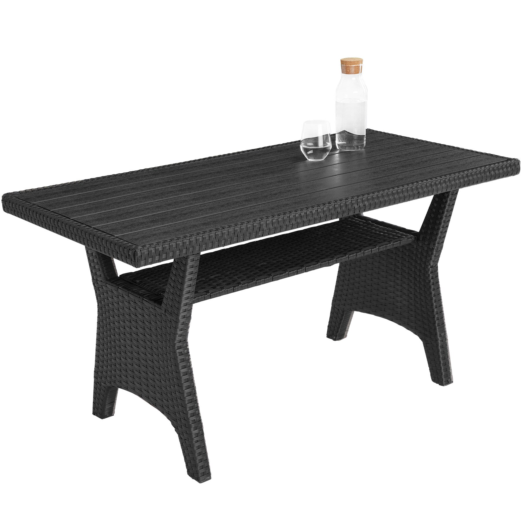 tectake® Rattan Lounge, für 6 Personen, UV-beständig, Tisch mit Schraubfüßen