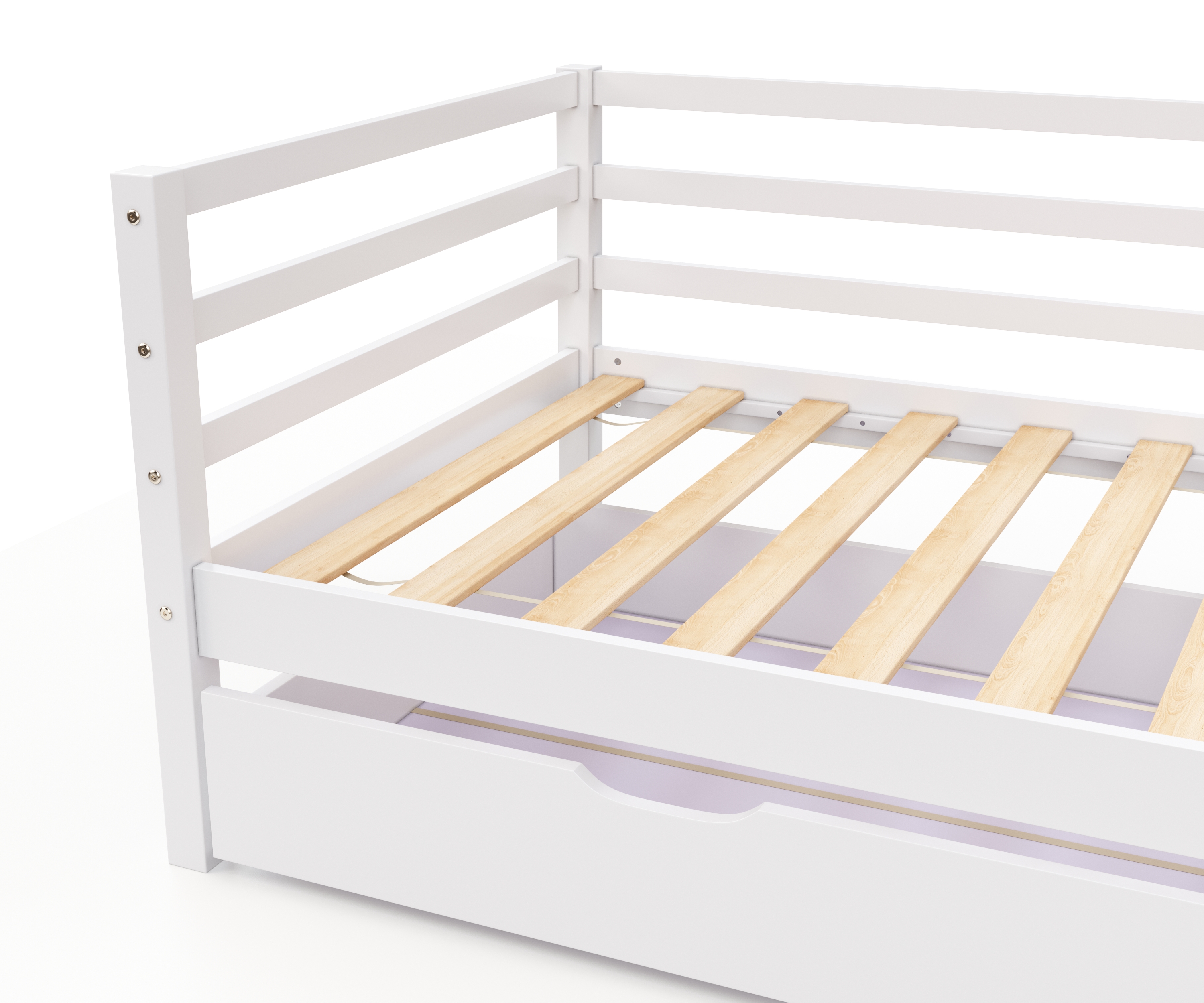 Bett Holz mit Schubladen 90 x 200 cm weiss