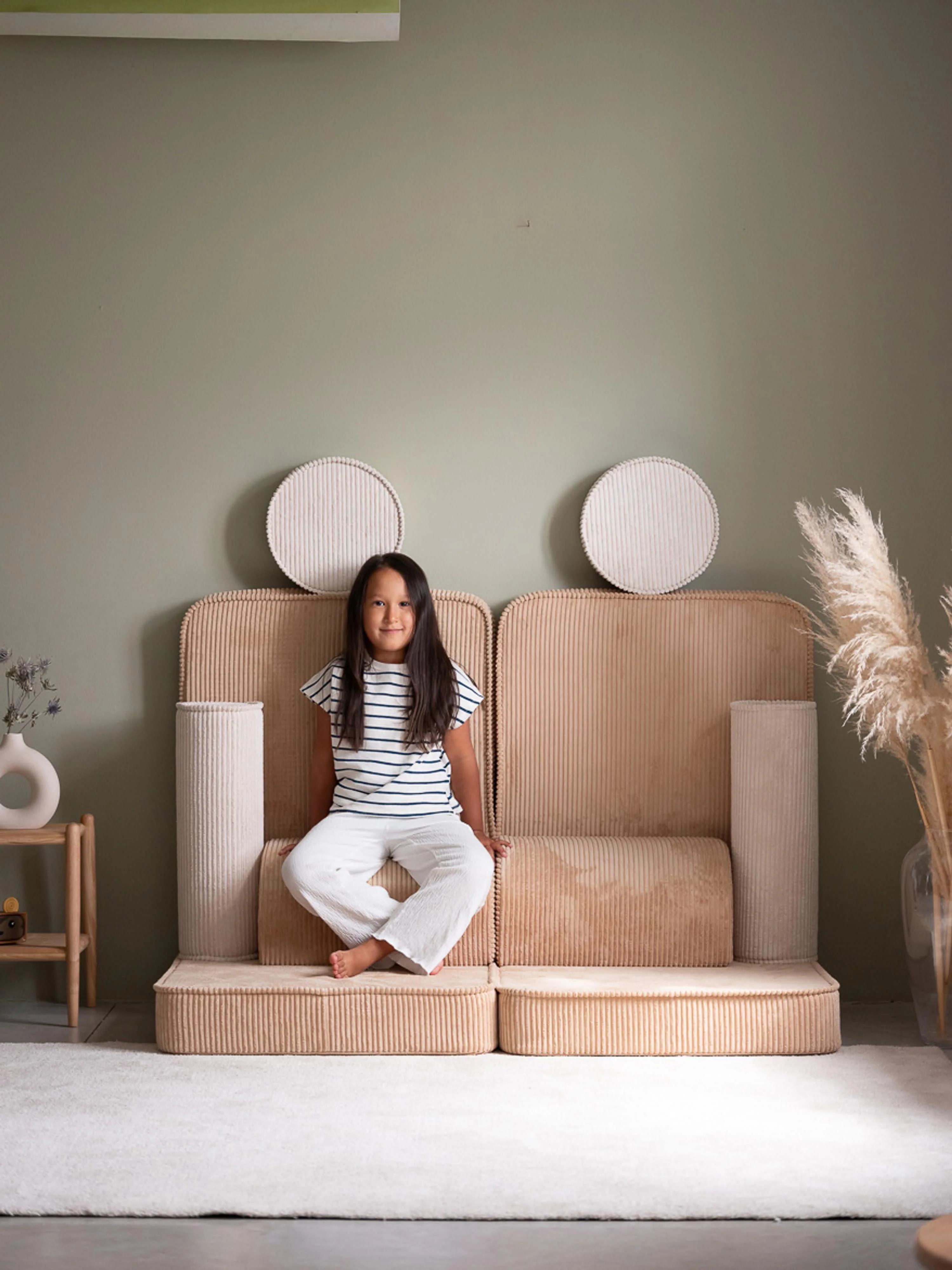 Modulaire kinderspeelbank Sugar gemaakt van corduroy