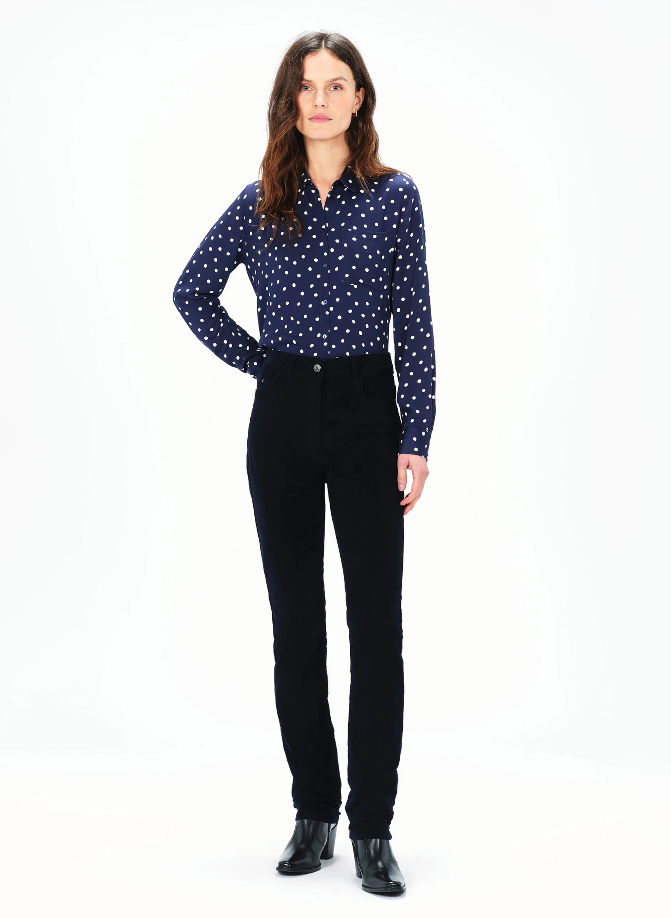 PCHICAGOV - Pantalon droit en coton mélangé | Bleu