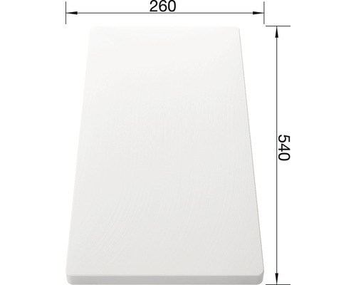 Witte kunststof snijplank, 260 x 540 mm, 210521
