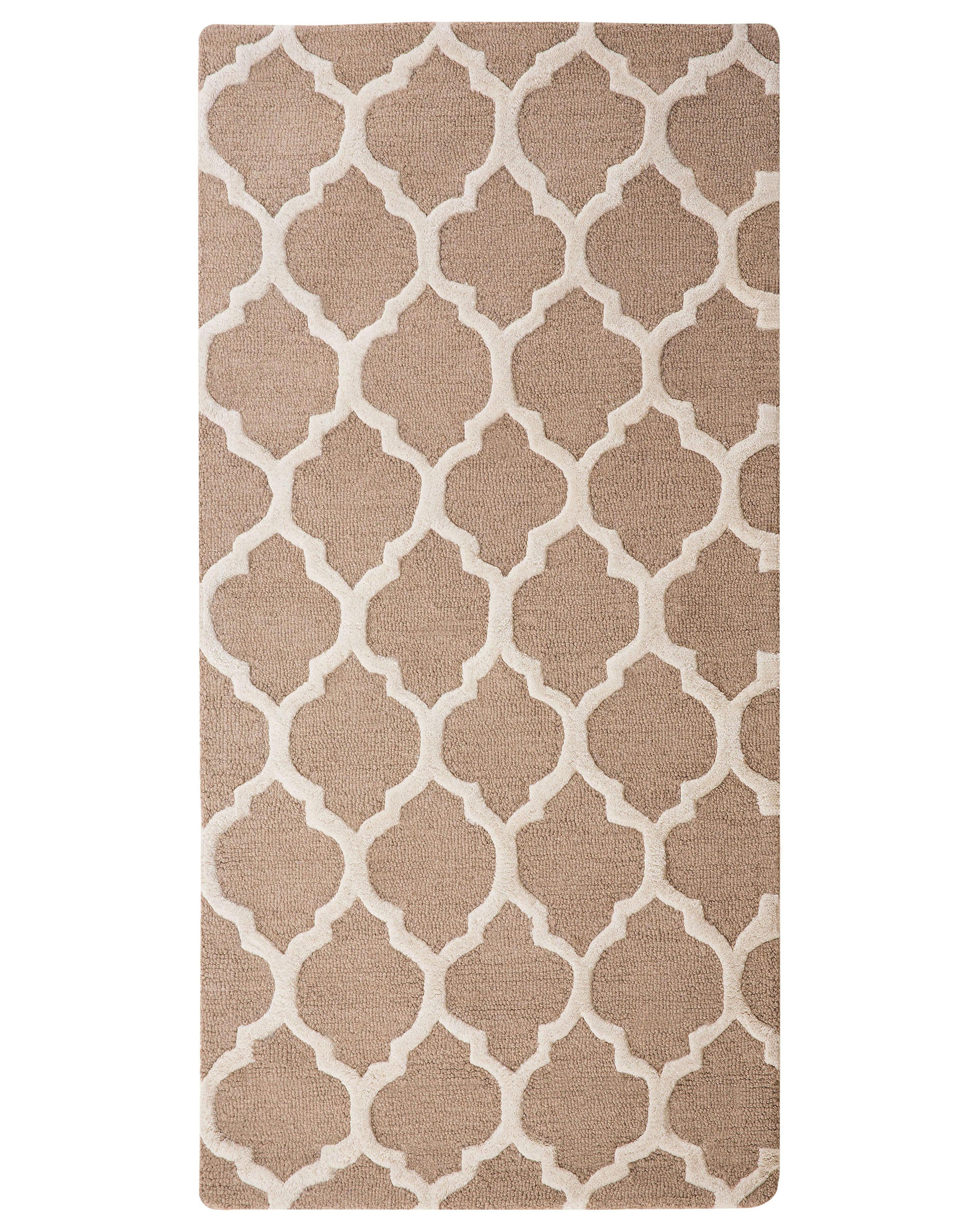 Vloerkleed ERBAA Beige 80 x 150 cm Wol
