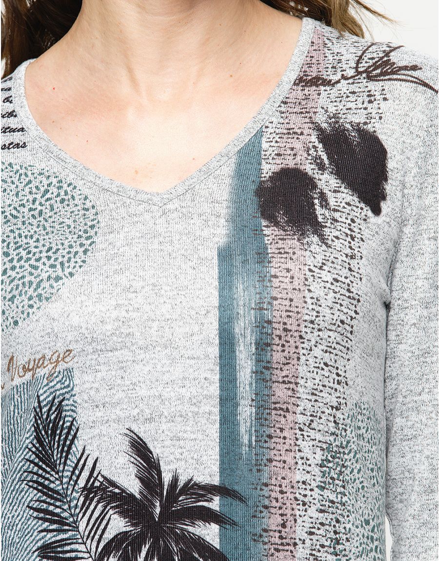 T-shirt gris imprimé