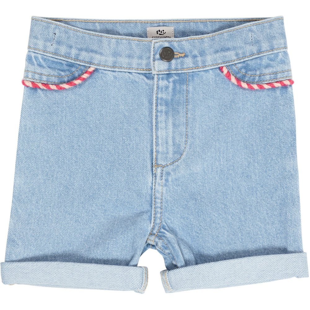 Køb COPENHAGEN COLORS Lt Blue Indigo Washed Organic Denim Shorts W Rope Deco