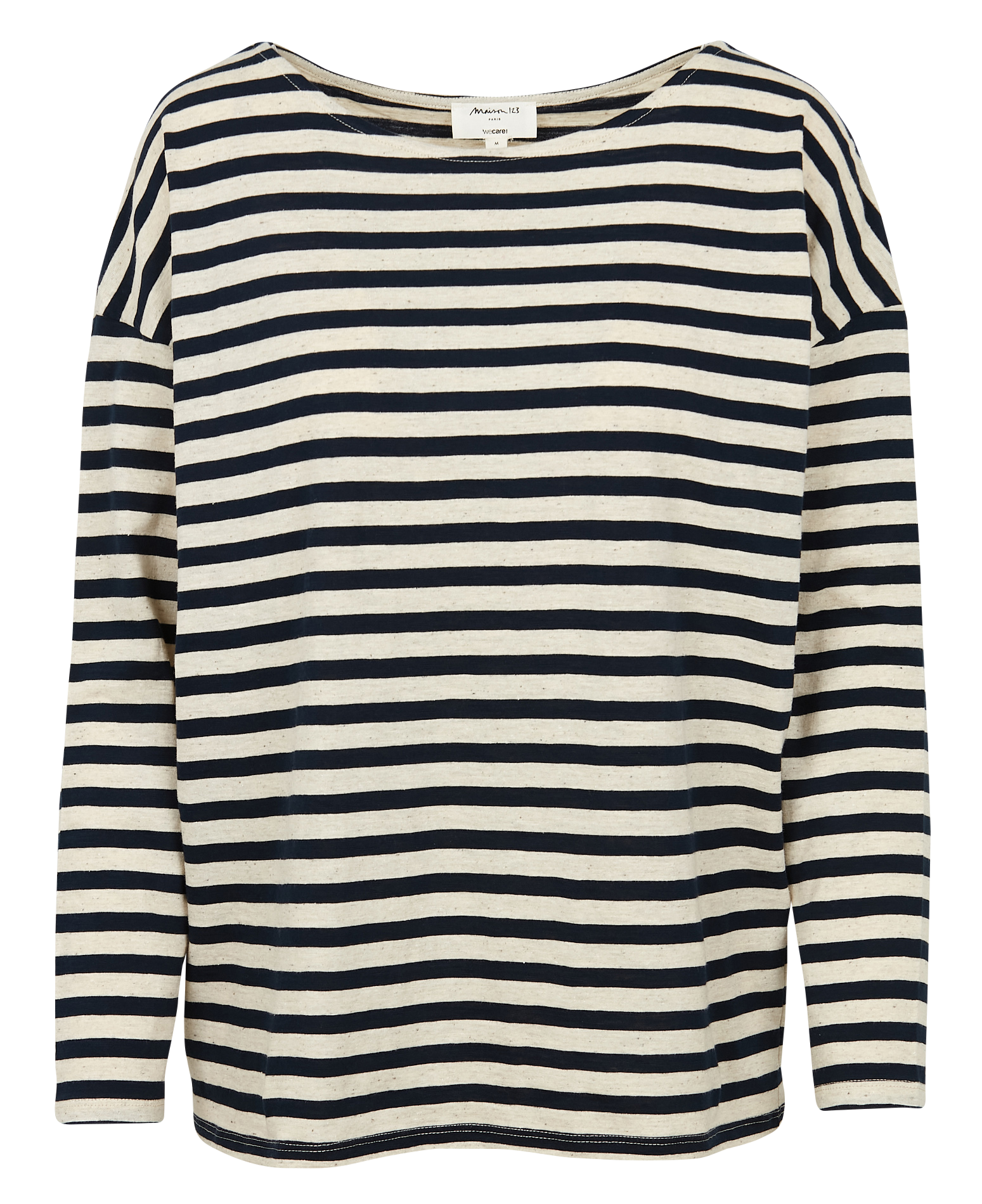 DAISY - Tee-shirt col bateau rayé en coton | Bleu