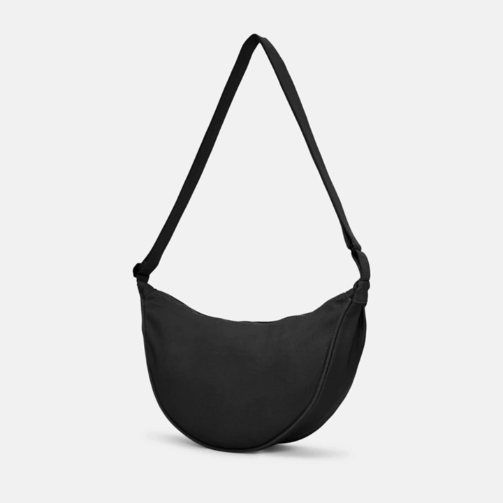 Sac à bandoulière en toile et cuir pour femme en noir