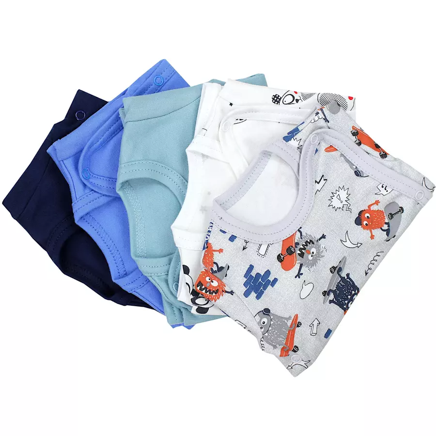 TupTam Baby Jungen Wickelshirt Langarm 5er Set blaugrau