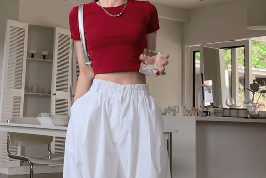 Dshe - High Rise Plain Wide Leg Broek