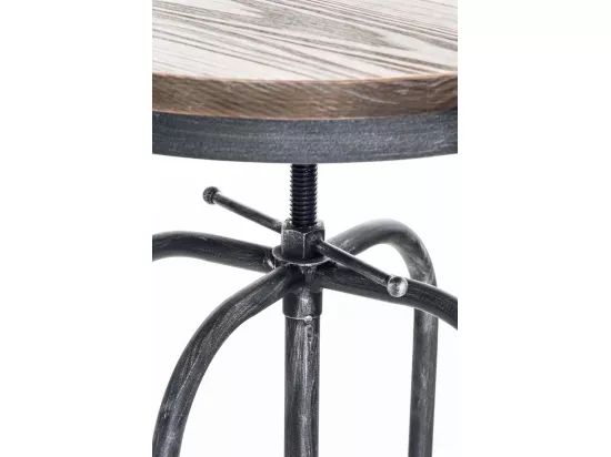 Table haute de bar - rund 60cm - Bois - Argent antique - Brighton