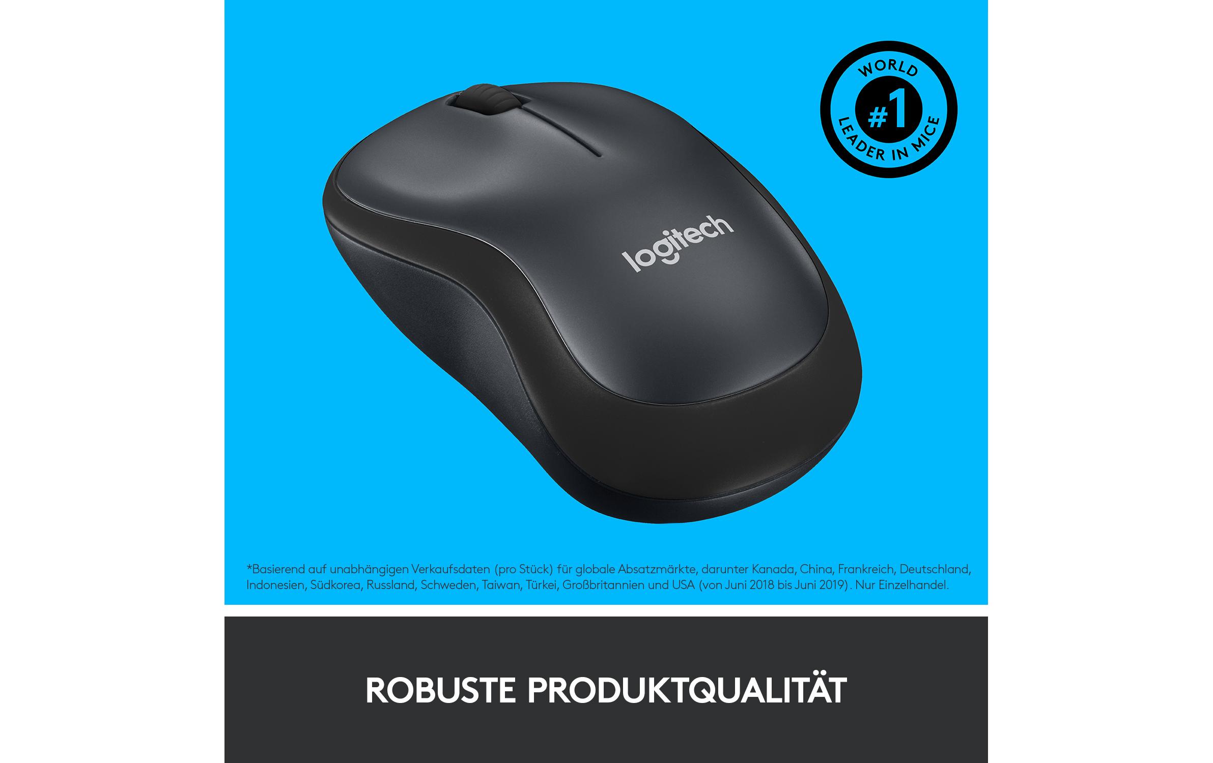 Maus M220 Silent , kabellosGeräuscharme USB-Funkmaus für Links- & Rechtshänder