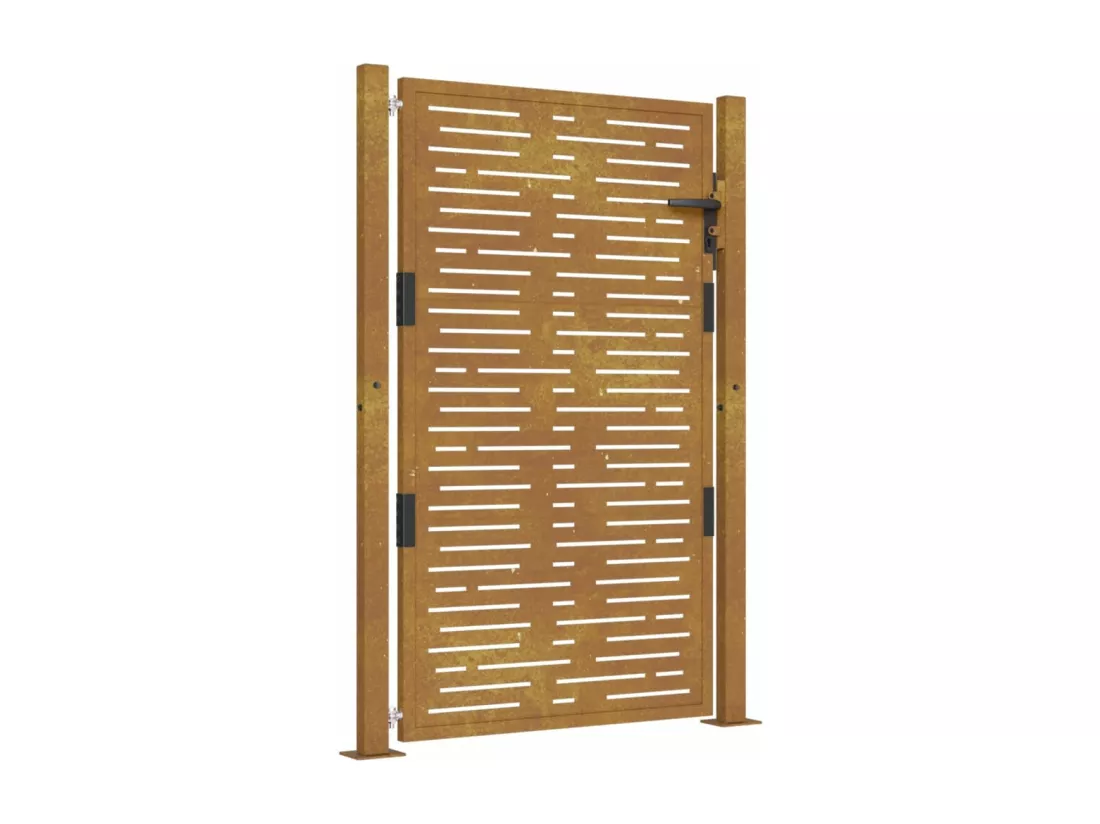 Portail de jardin 105x130 cm acier corten conception de carré