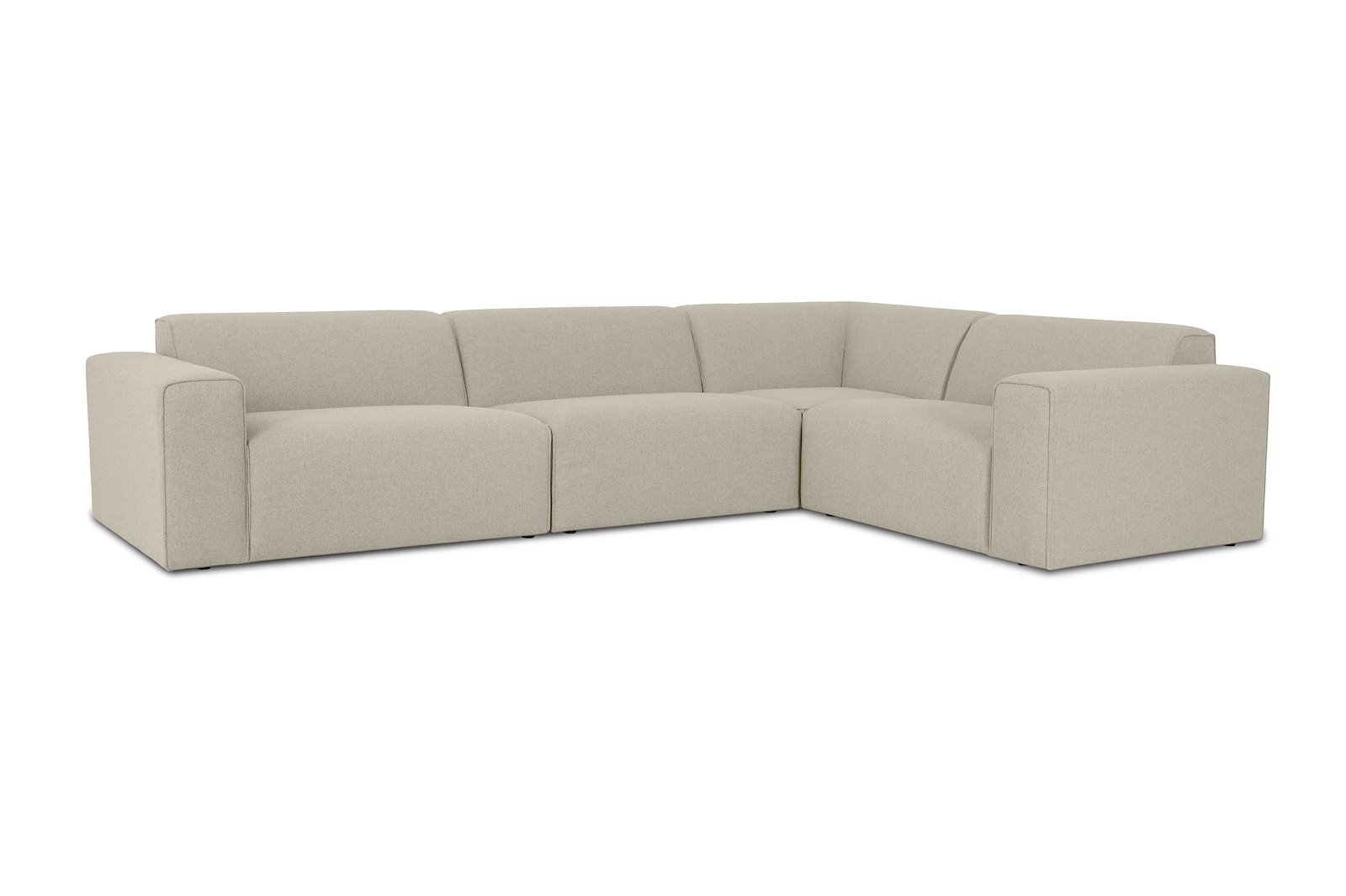 Styl hjørnesofa 3/1,5 hjørnesofa duo puter. Tekstil Brooklyn 14 Latte med sorte ben.