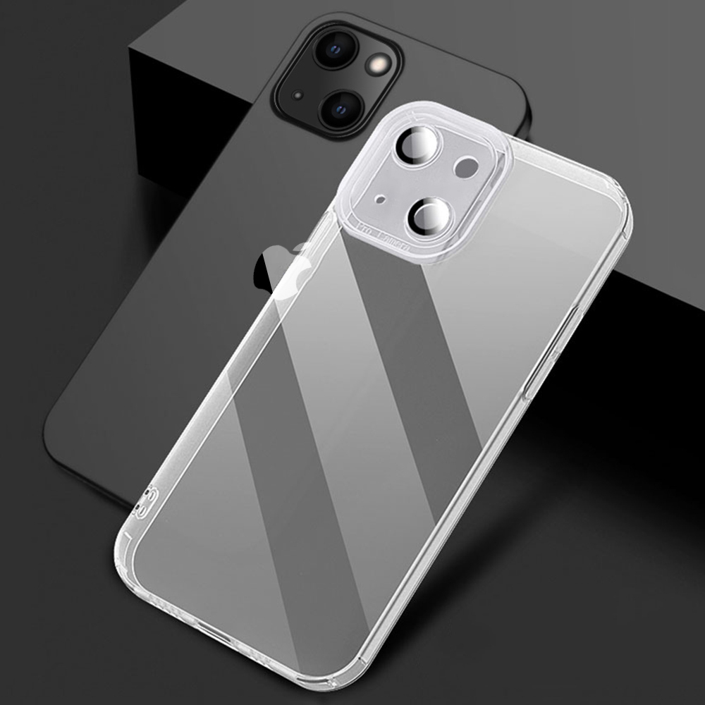iPhone 13 Gummi Hülle Air Cushion Fallschutz mit Kameraglasschutz - Transparent
