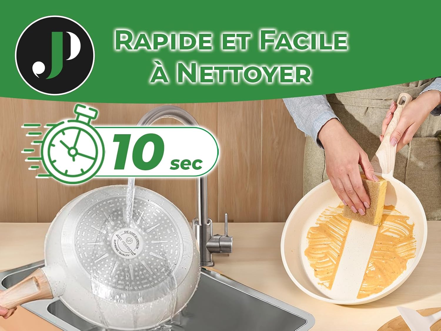 JUST PERFECTO Induktions Töpfe Set - Pfannenset mit deckel - Induktions Töpfe Set - töpfe & pfannen set ohne PTFE und PFOA - Kochgeschirr Topfset induktion (21 pcs Biege)