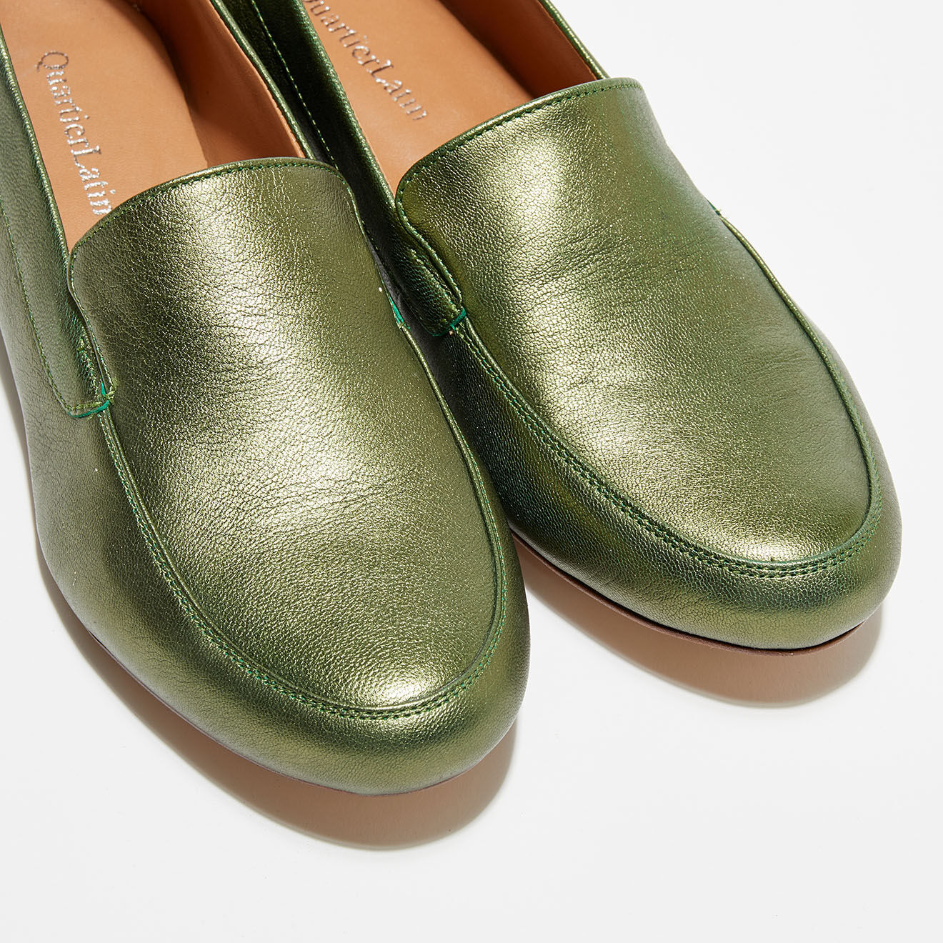 Quartier Latin Mocassins en Cuir Love irisés kaki