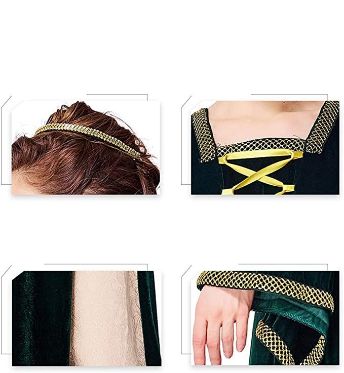 (160-170cm) Fasnachts Erwachsenen Kostüm Mittelalterliche Prinzessin Verkleidung für Motto Partys / Halloween - Grün / Beige