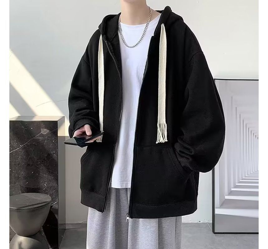 Acrius - Effen oversized hoodie met rits / sokken