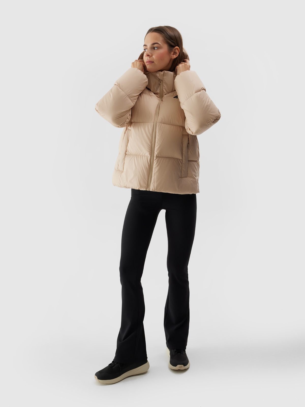 4F Daunenjacke mit Kapuze Wasserdicht,Winterjacke Damen