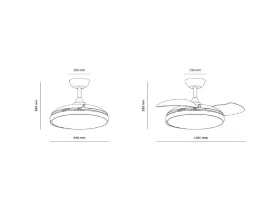 Ventilateur de Plafond Silencieux Caicos Blanc 106cm Moteur DC Blanc