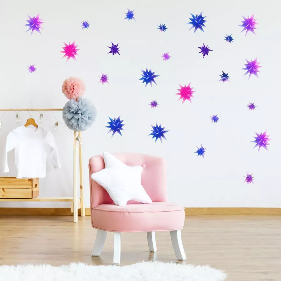 Nikima Wandtattoo 230 Wandtattoo Sterne lila pink bunt