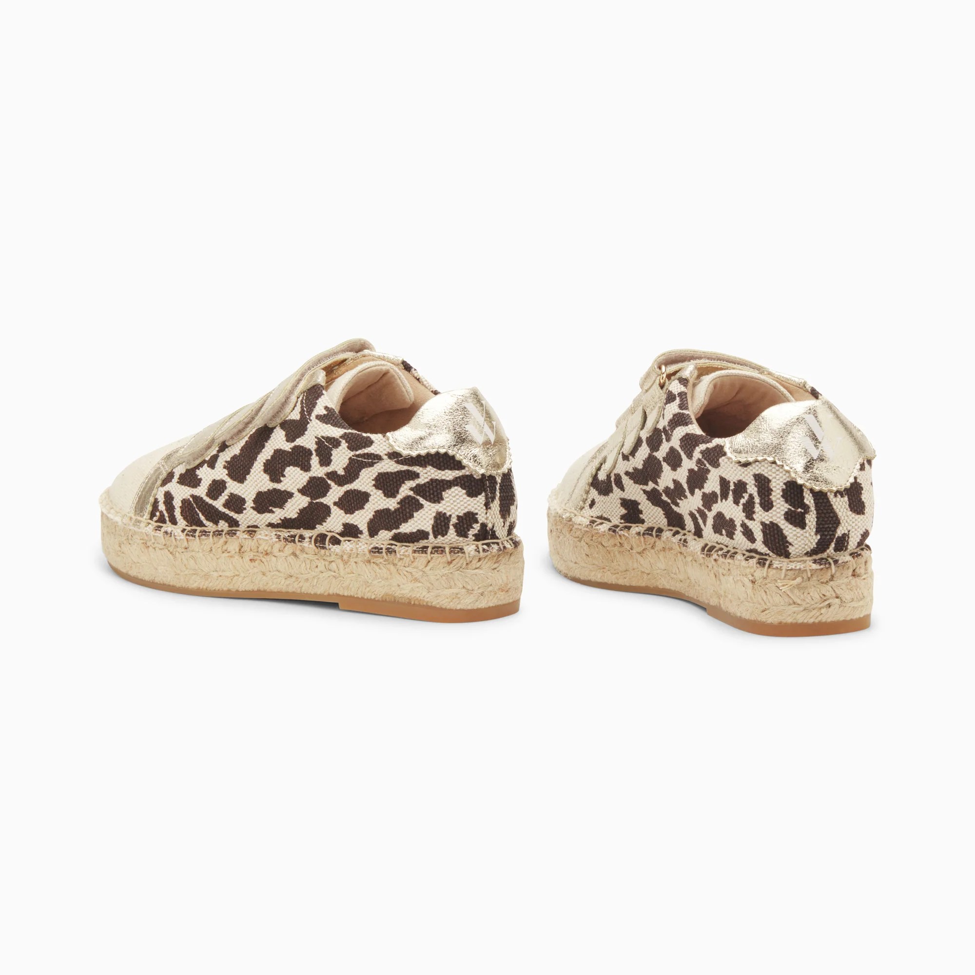 Sneakers-Baskets espadrilles Alyssa léopard et or à scratchs