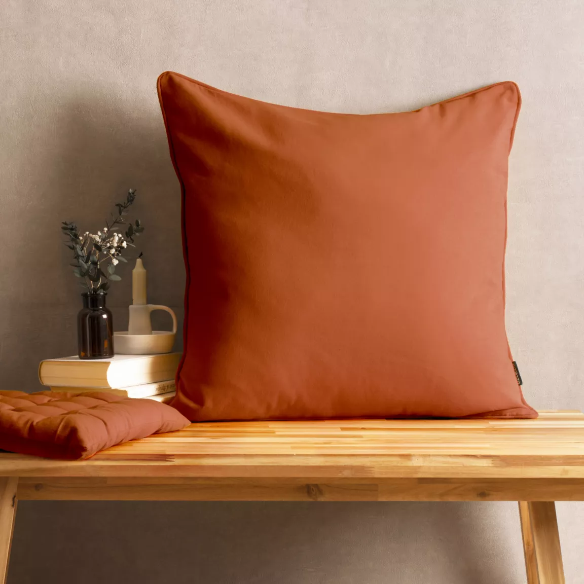 Coussin carré coton (60 x 60 cm) Pixel Terracotta