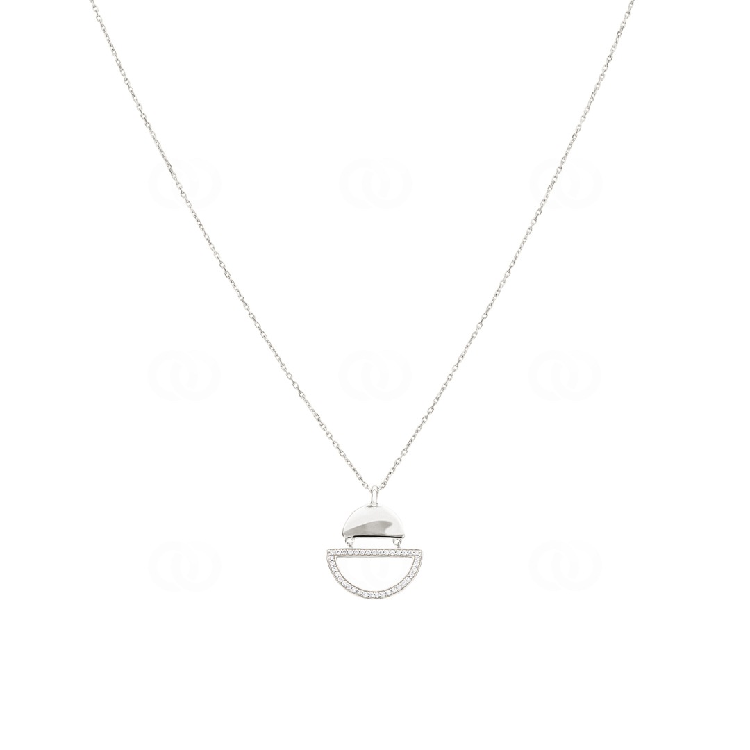 Collier mit Anhänger 925 Silber rhodiniert mit Zirkonia 43cm