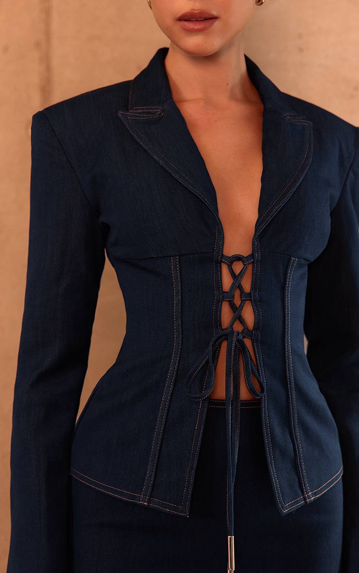 Bleu Jupe Micro Mini Ajustée PLT Label Coordonnée