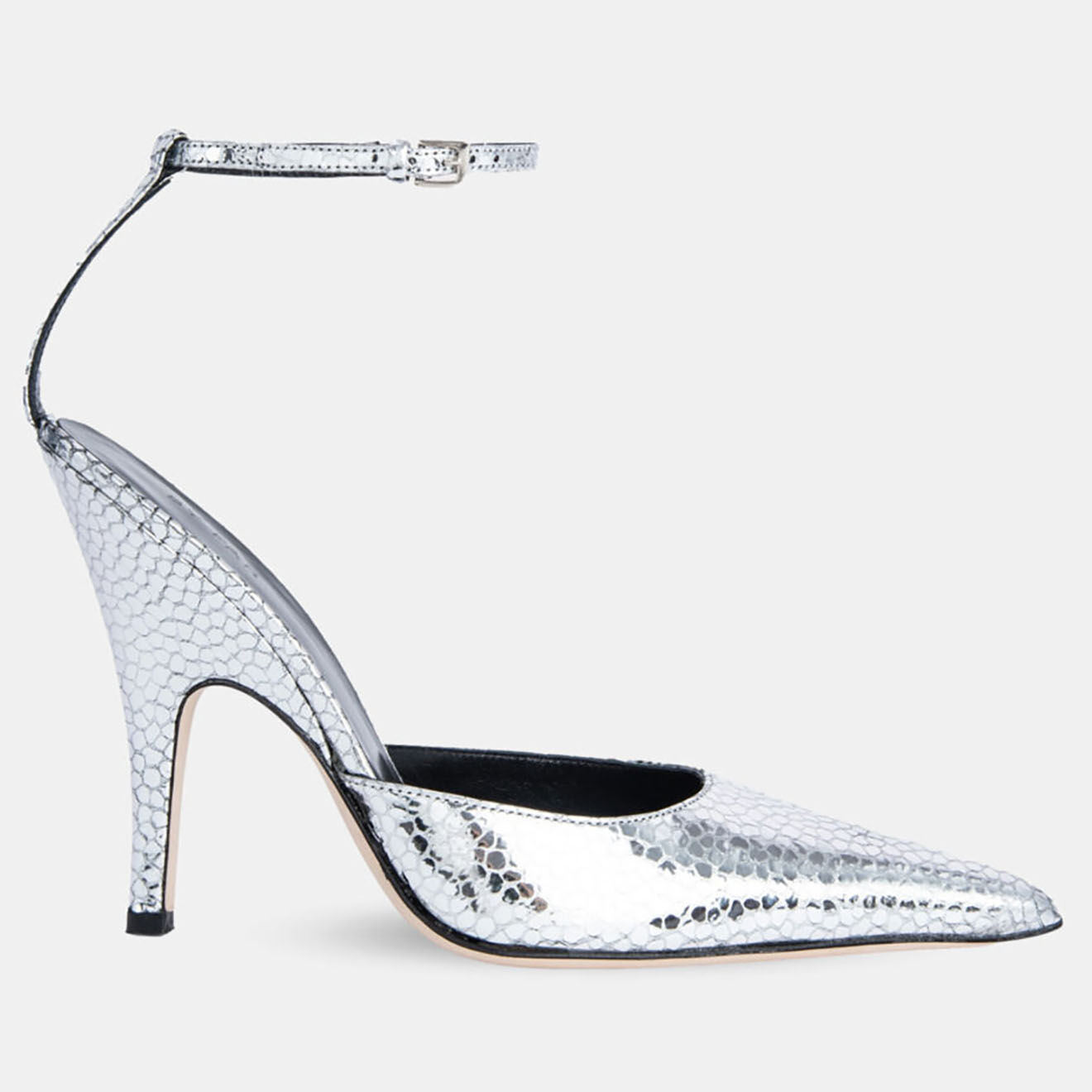 By Far Escarpins en Cuir écailles Eliza argentés - Talon 12 cm