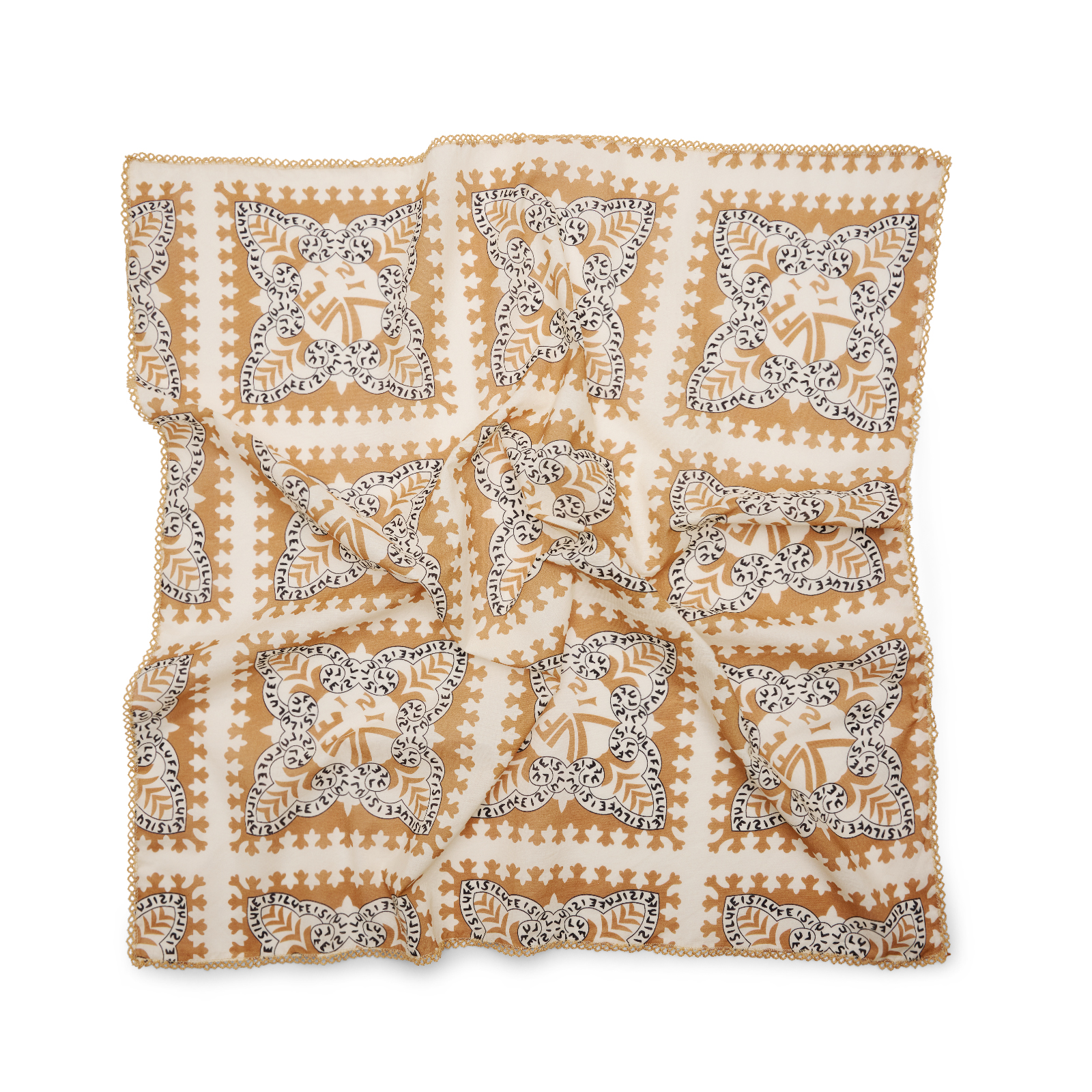 Bruin sjaaltje met beige en zwarte details