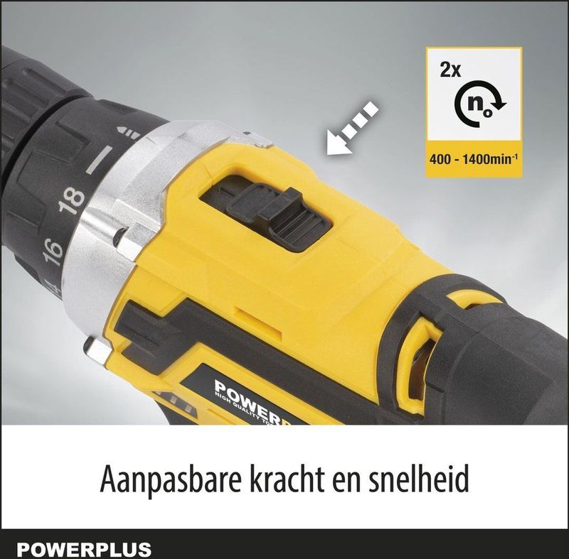 Powerplus - Accuboormachine - 20V - Zwart - Inclusief 3 Accu's