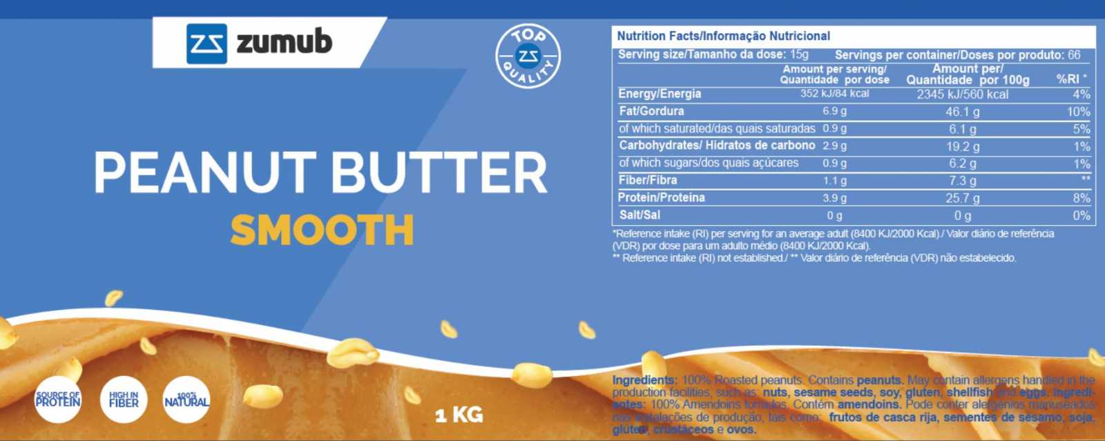 Manteiga de Amendoim Cremosa Zumub 500g