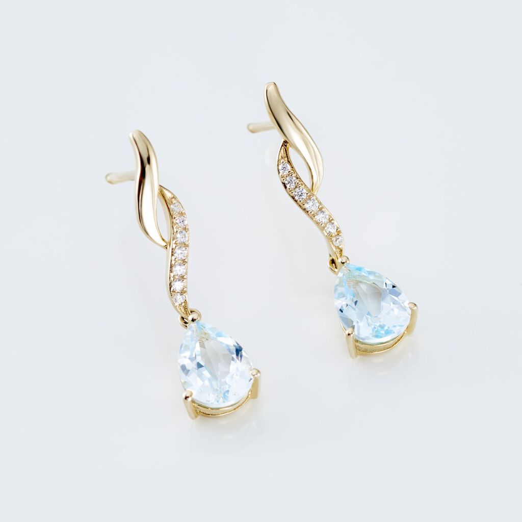 Boucles D'oreilles Pendantes Or Jaune Assaf Topaze