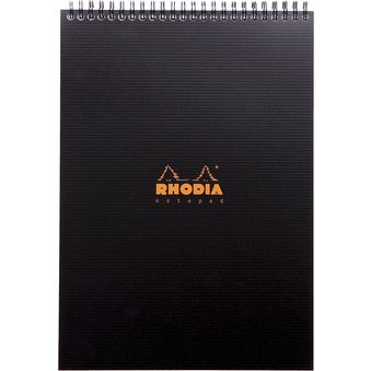 Bloc de bureau Notepad Rhodiactive noir 21 x 29,7 cm reliure intégrale avec pochette - 5 x 5 - 80 feuilles microperforées