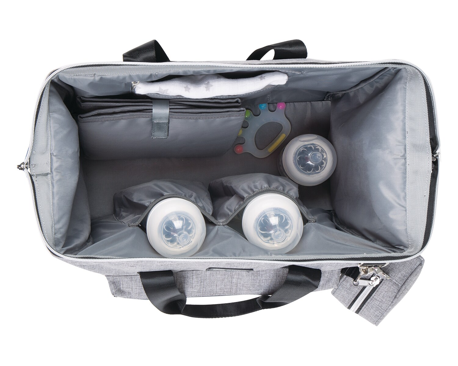 Kikkaboo Wickeltasche Maxi mit Wickelunterlage, kleine Tasche, Reißverschluss grau