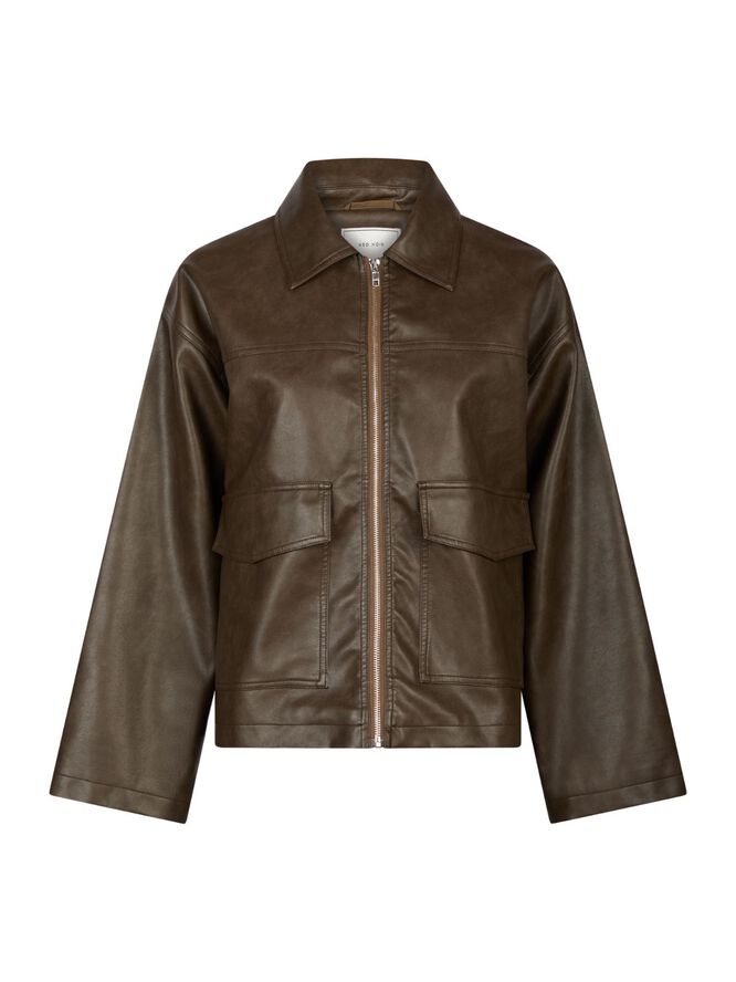 Neo Noir Titan Faux Leather Jacket Dark brown