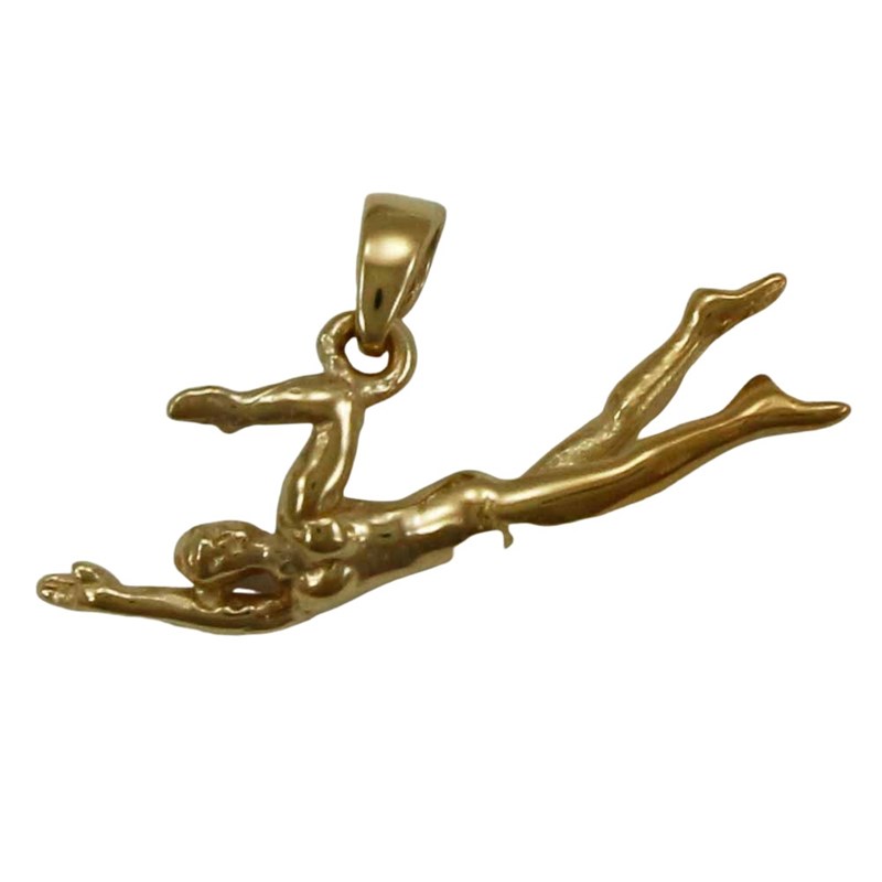 Pendentif natation nageuse de crawl nouvelle édition - Plaqué or