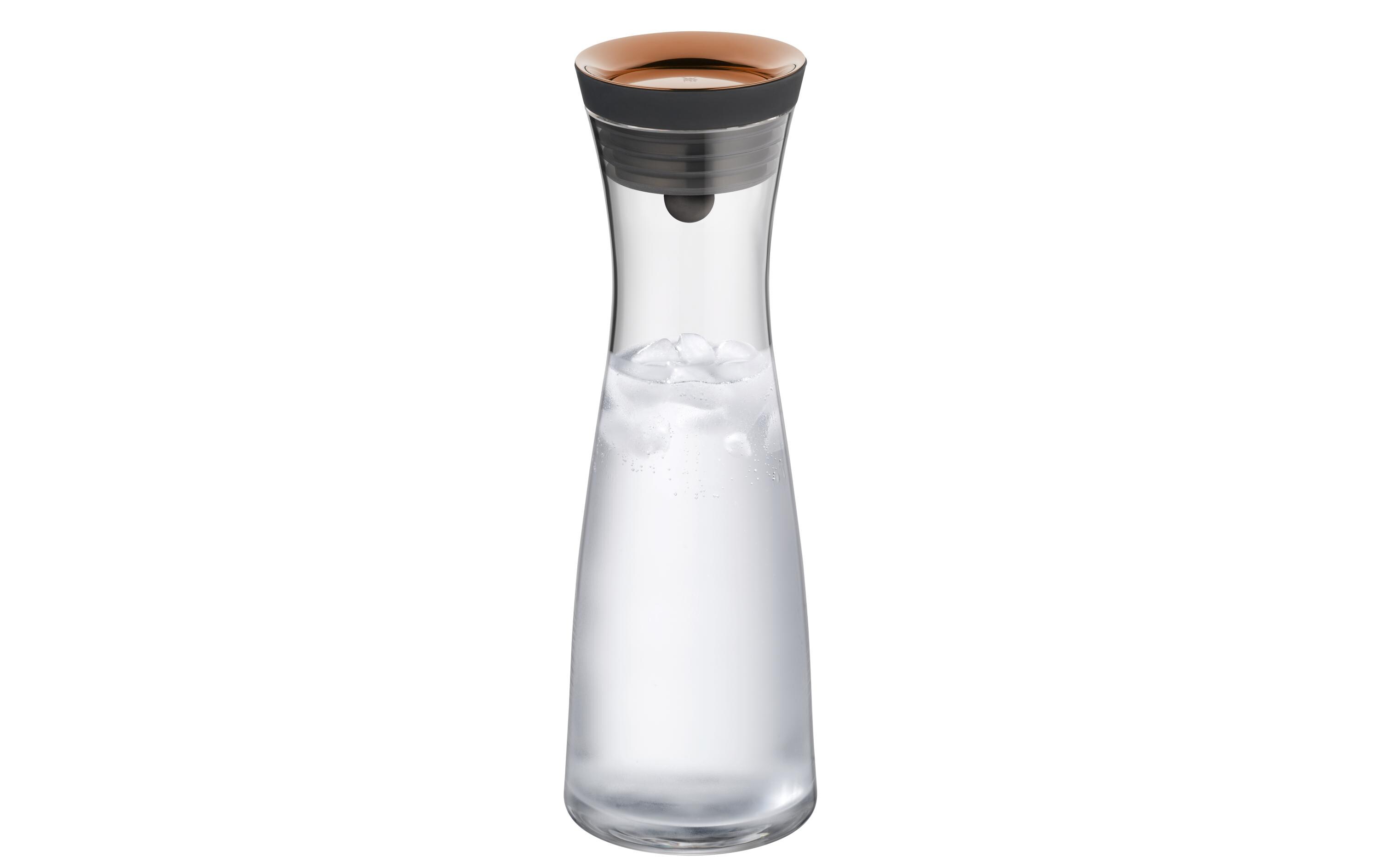 Karaffe Basic 1 l, Transparent/KupferWasserkaraffe öffnet und schliesst automatisch dank Close-Up Verschluss