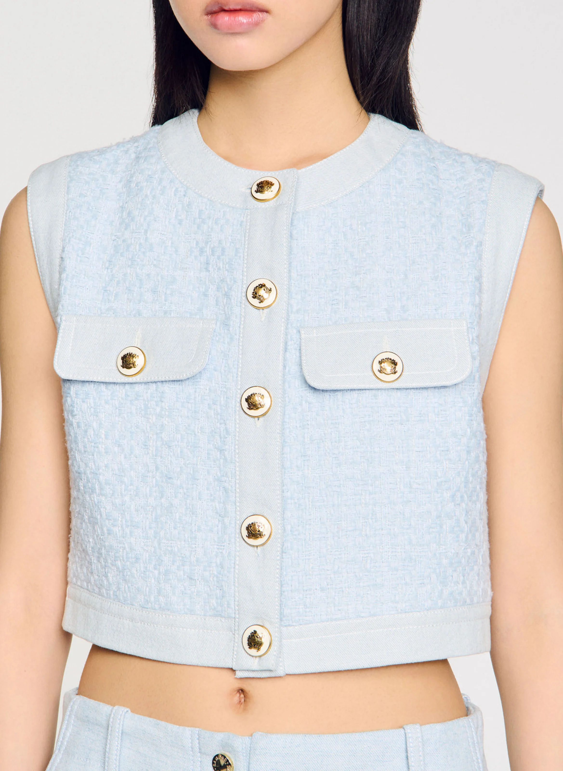 Top court col rond| Bleu