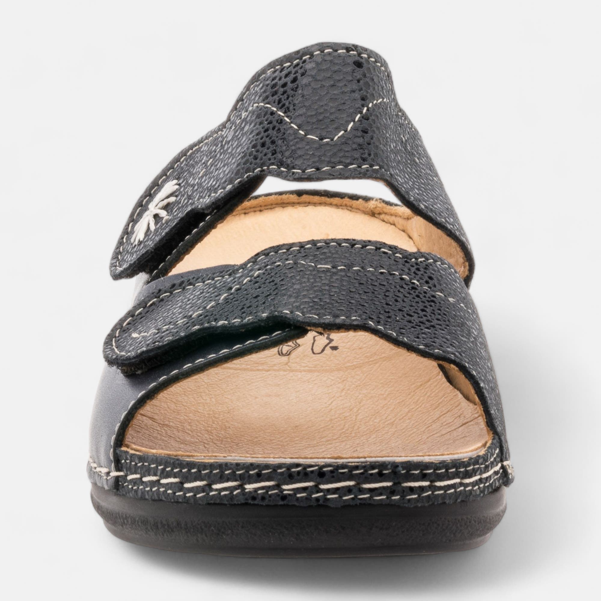 Nu-pieds confort Femme en cuir bleu