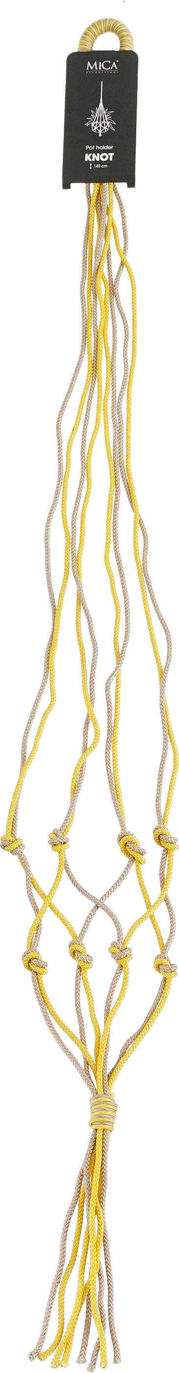 Mica Decorations plantenhanger macramé Knoop bruin / geel H 140 cm