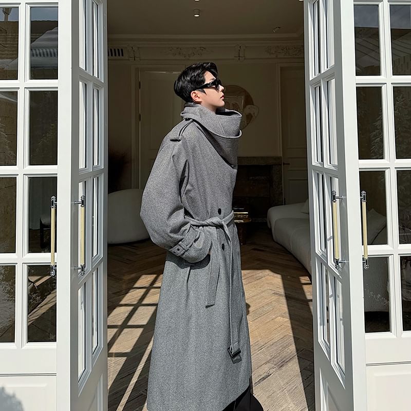 Freehop - Trenchcoat met lange mouwen en effen kleur