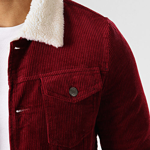 Veste Super Slim Fit Velours Col MoutonBordeaux