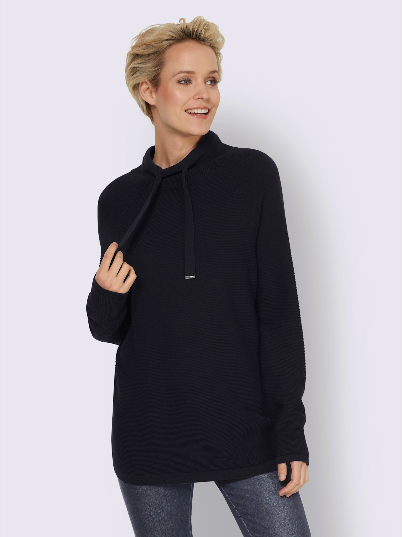 Pull large col montant avec coulisse