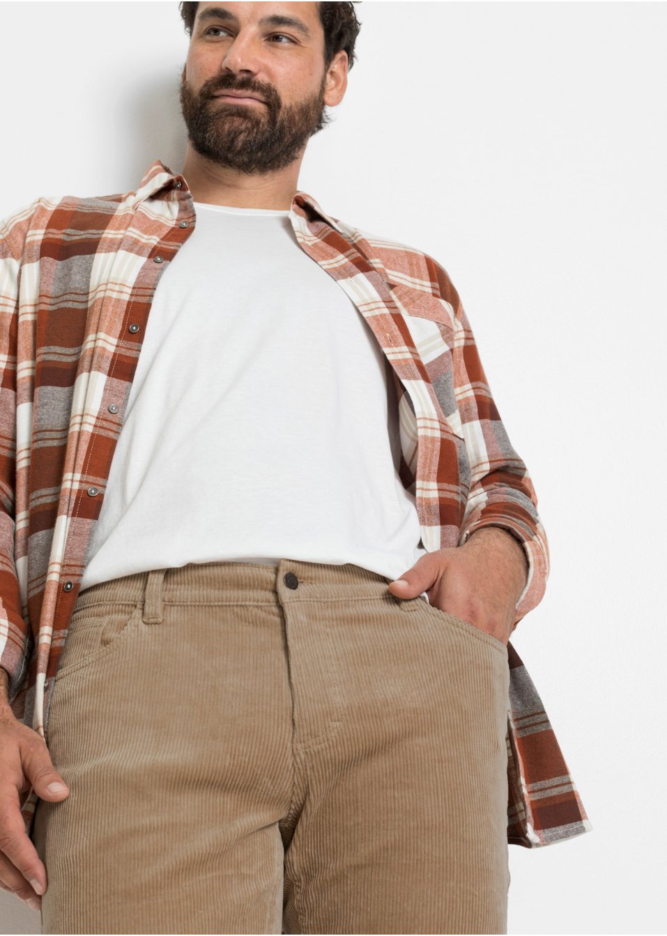Pantalon velours côtelé extensible Slim Fit confort pour le ventre