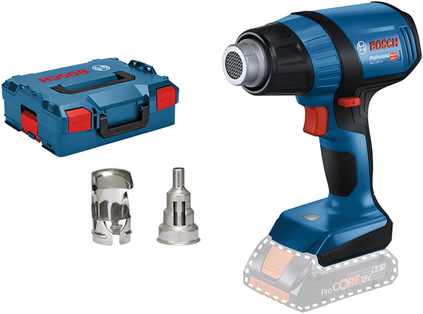 Bosch Professional  GHG 18V-50 Akku-Heißluftgebläse    Kompaktes Heißluftgebläse für die Unterstützung unterwegs