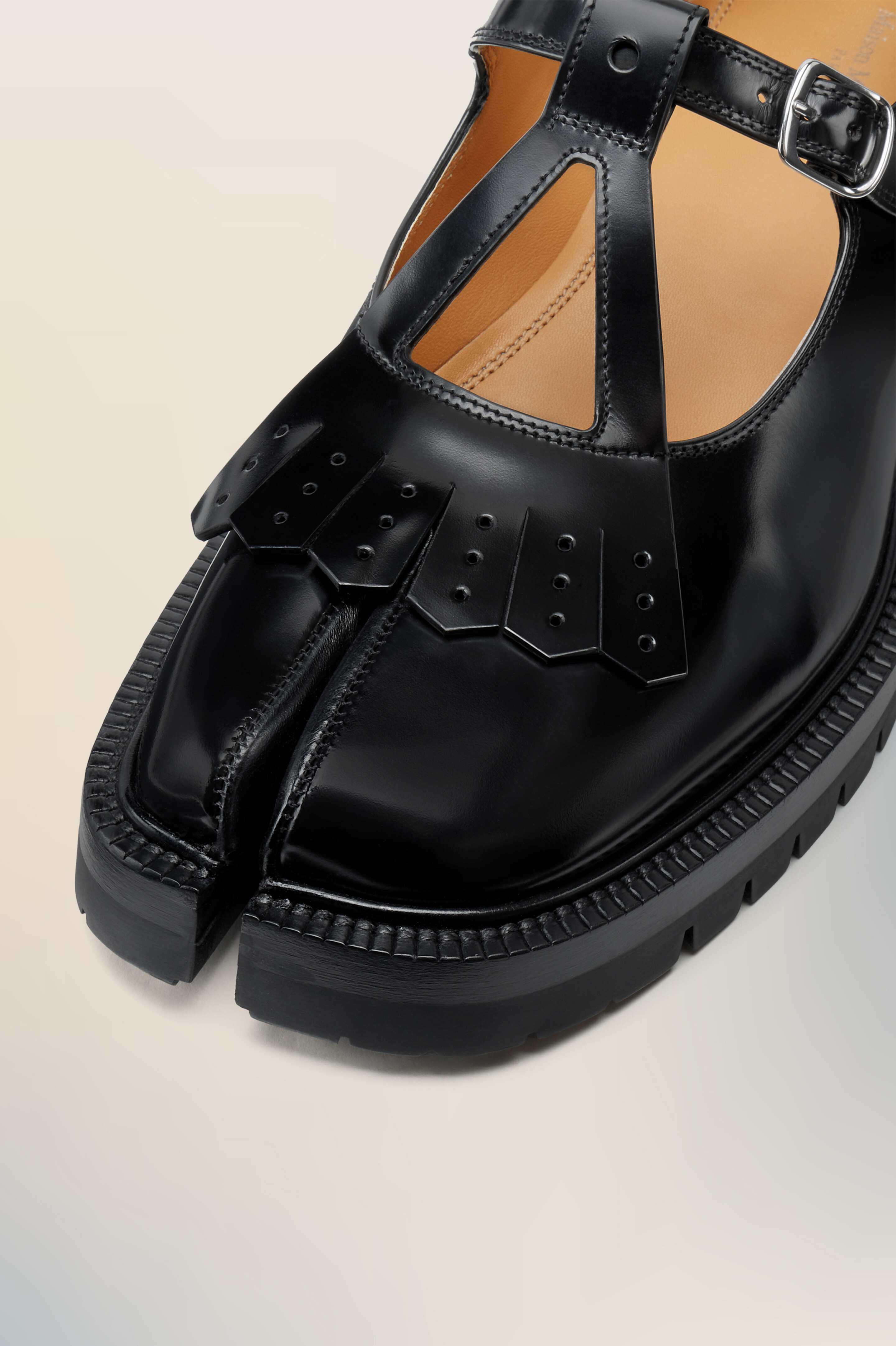 Mary-Janes Tabi Country noires en cuir pour femme Noir