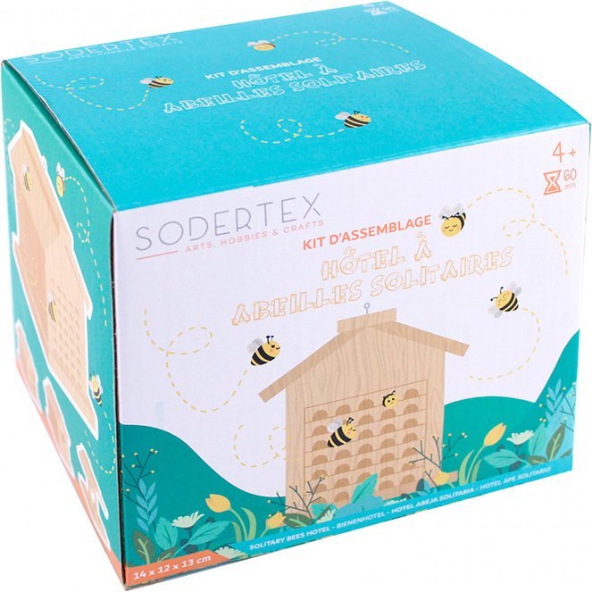Kit hotel abeille solitaire en bois + colle - 20 x 22 x   22 cm - 1 pc - 1 coloris